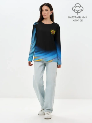 Лонгслив женский. Хлопок / Россия спорт