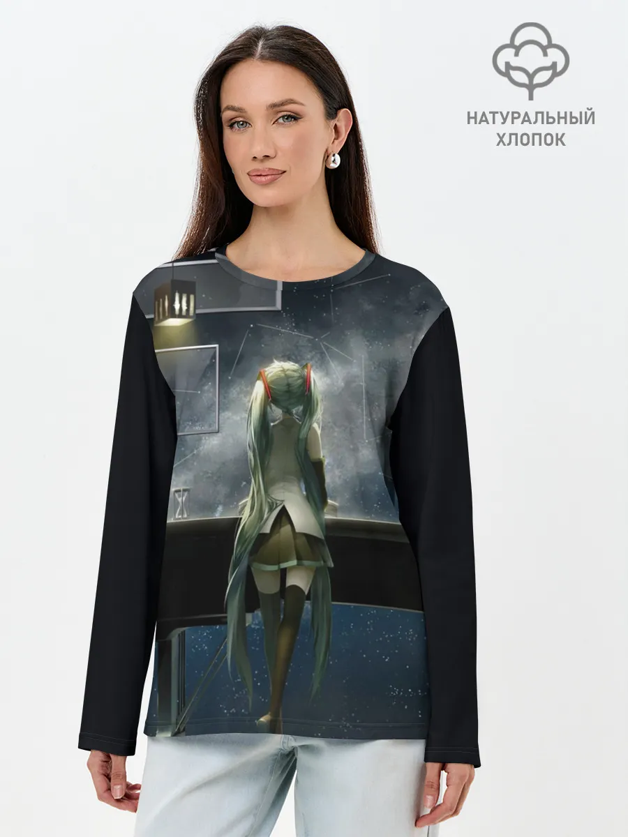 Лонгслив женский. Хлопок / Singer Miko Hatsune