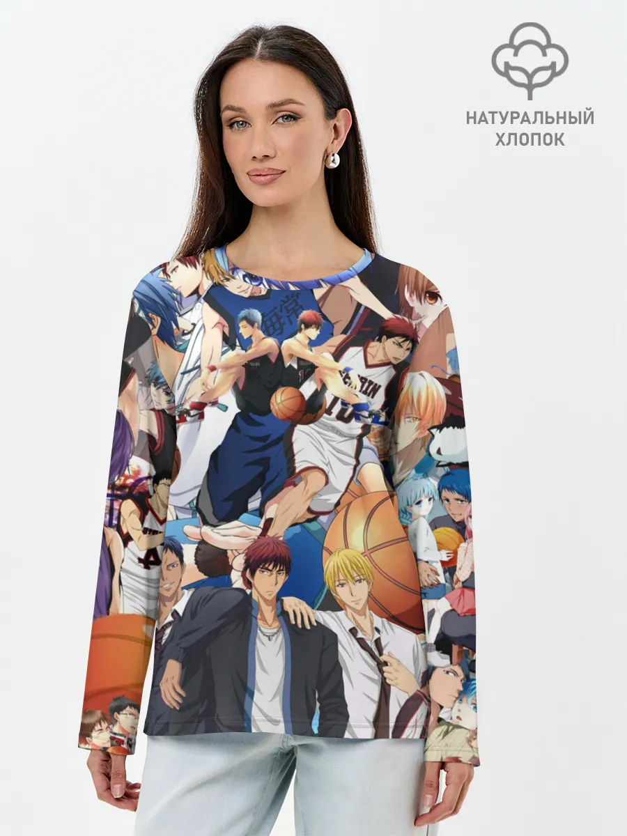 Лонгслив женский. Хлопок / Kuroko no Basket паттерн