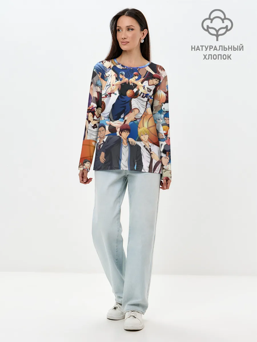 Лонгслив женский. Хлопок / Kuroko no Basket паттерн