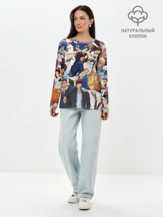 Лонгслив женский. Хлопок / Kuroko no Basket паттерн