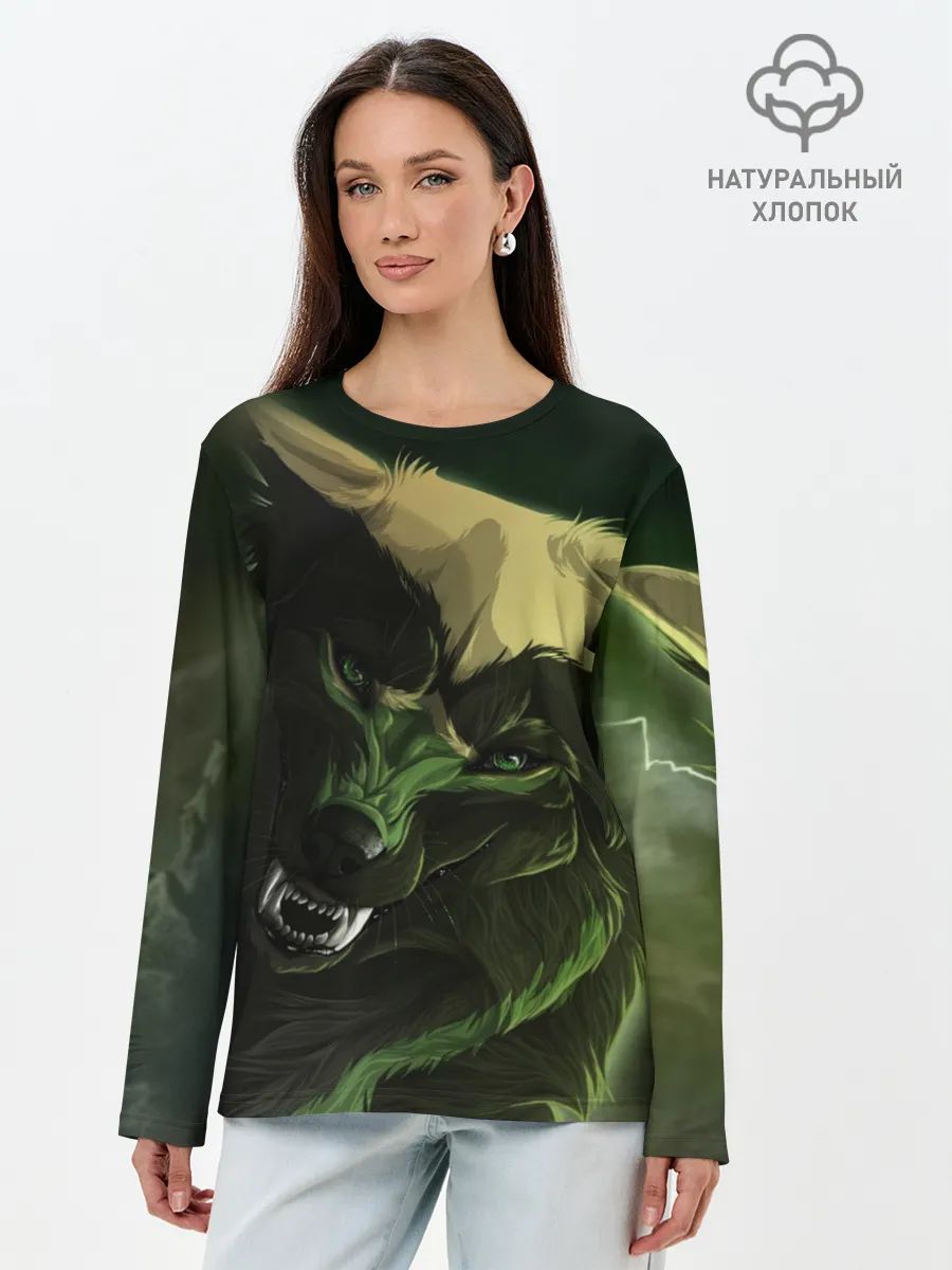 Лонгслив женский. Хлопок / Дикий хищник