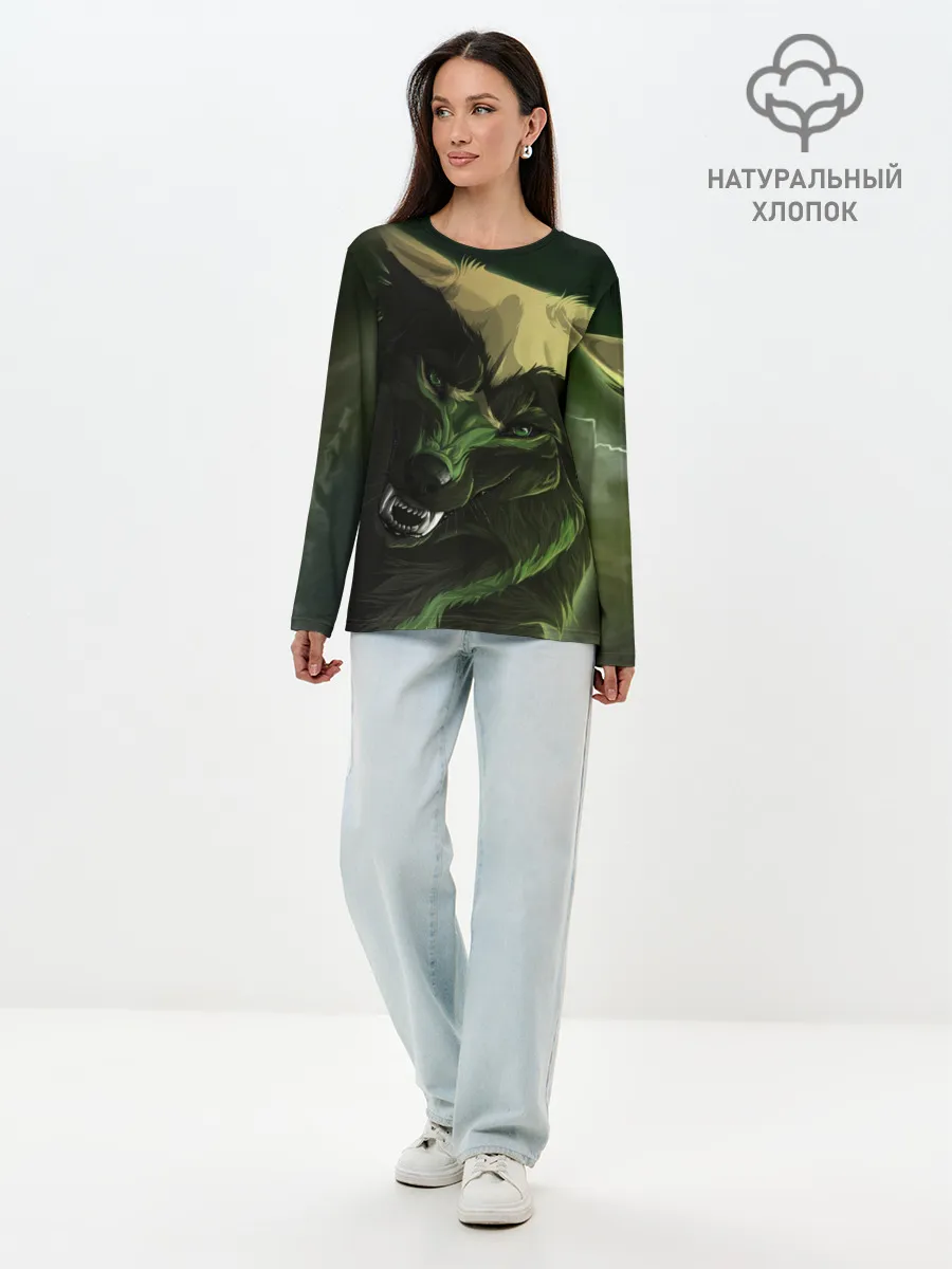 Лонгслив женский. Хлопок / Дикий хищник