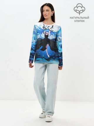 Лонгслив женский. Хлопок / Хацунэ Мику под водой