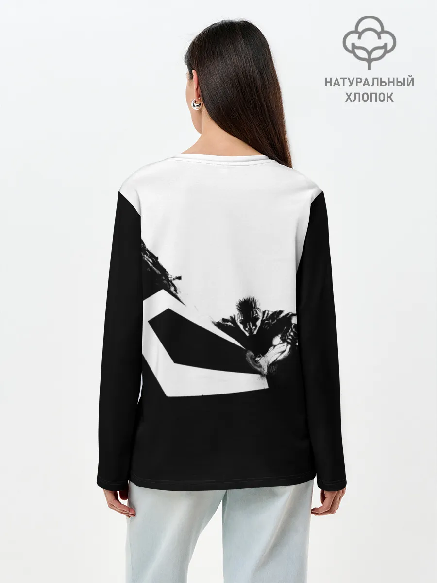 Лонгслив женский. Хлопок / Гатс разрубает тьму! БЕРСЕРК