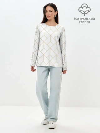 Лонгслив женский. Хлопок / Красивая геометрия