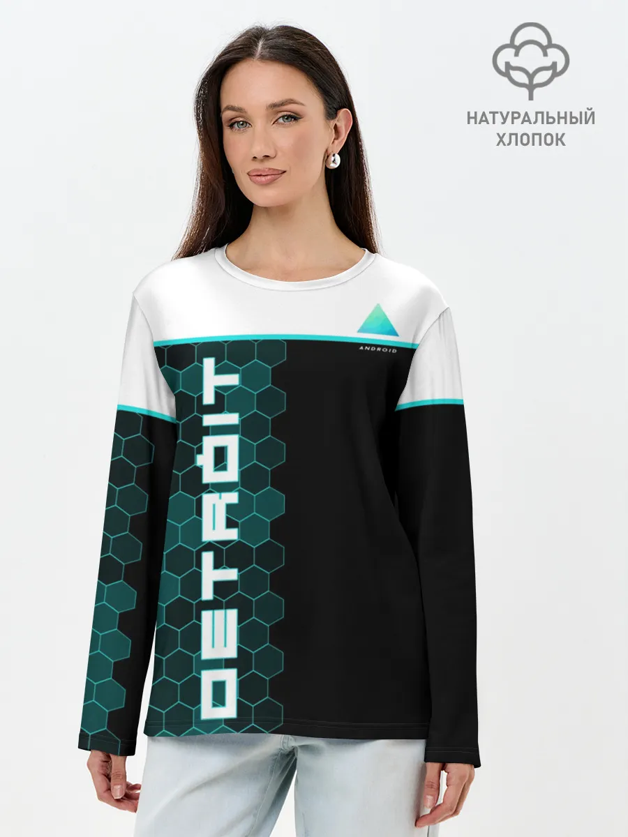 Лонгслив женский. Хлопок / Детройт: Стать человеком