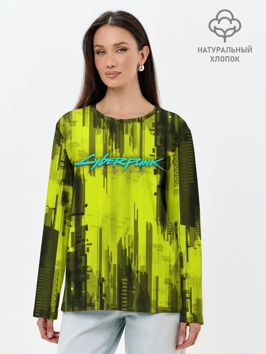Лонгслив женский. Хлопок / CYBERPUNK 2077 | КИБЕРПАНК 2077
