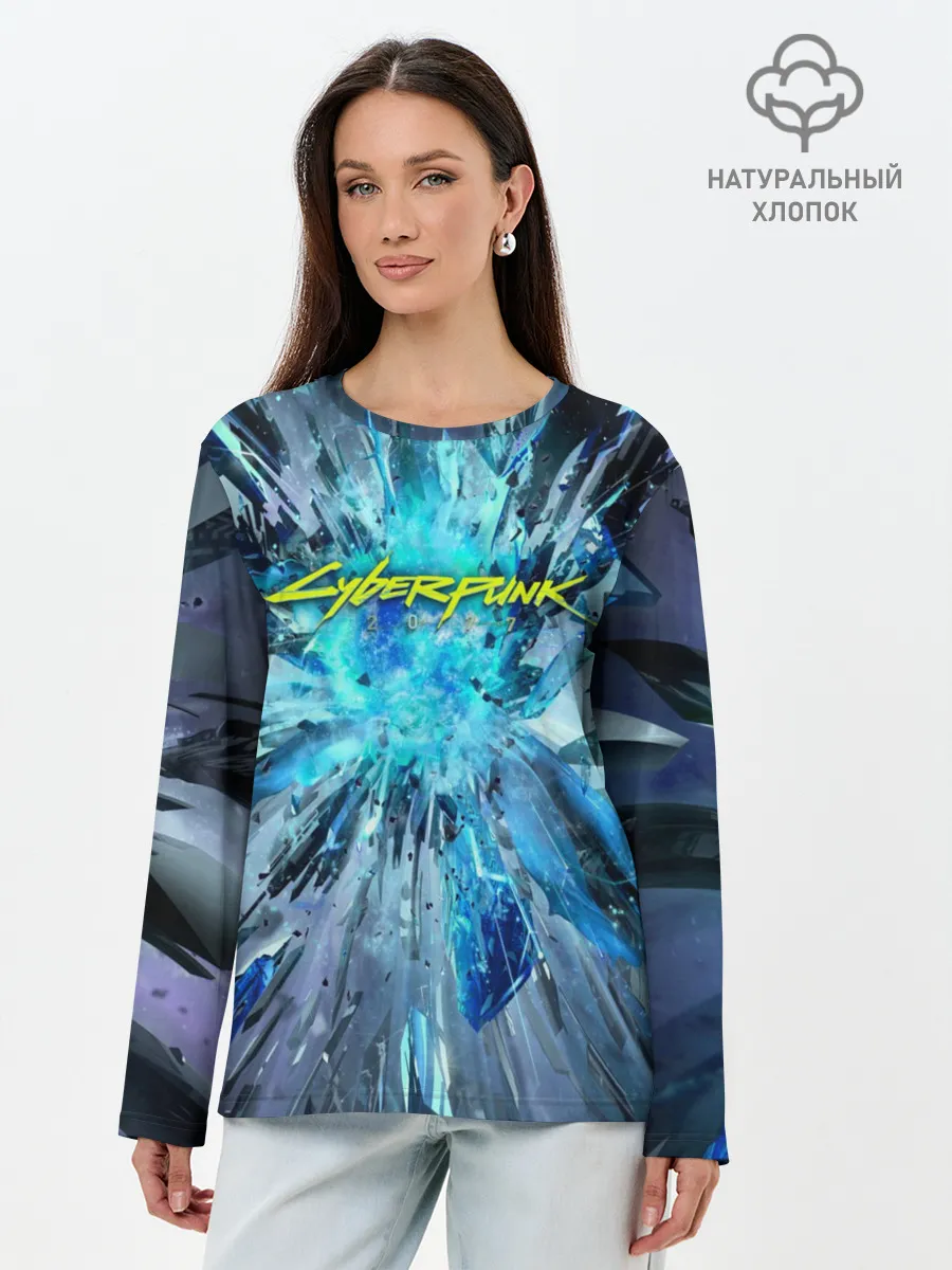 Лонгслив женский. Хлопок / CYBERPUNK 2077