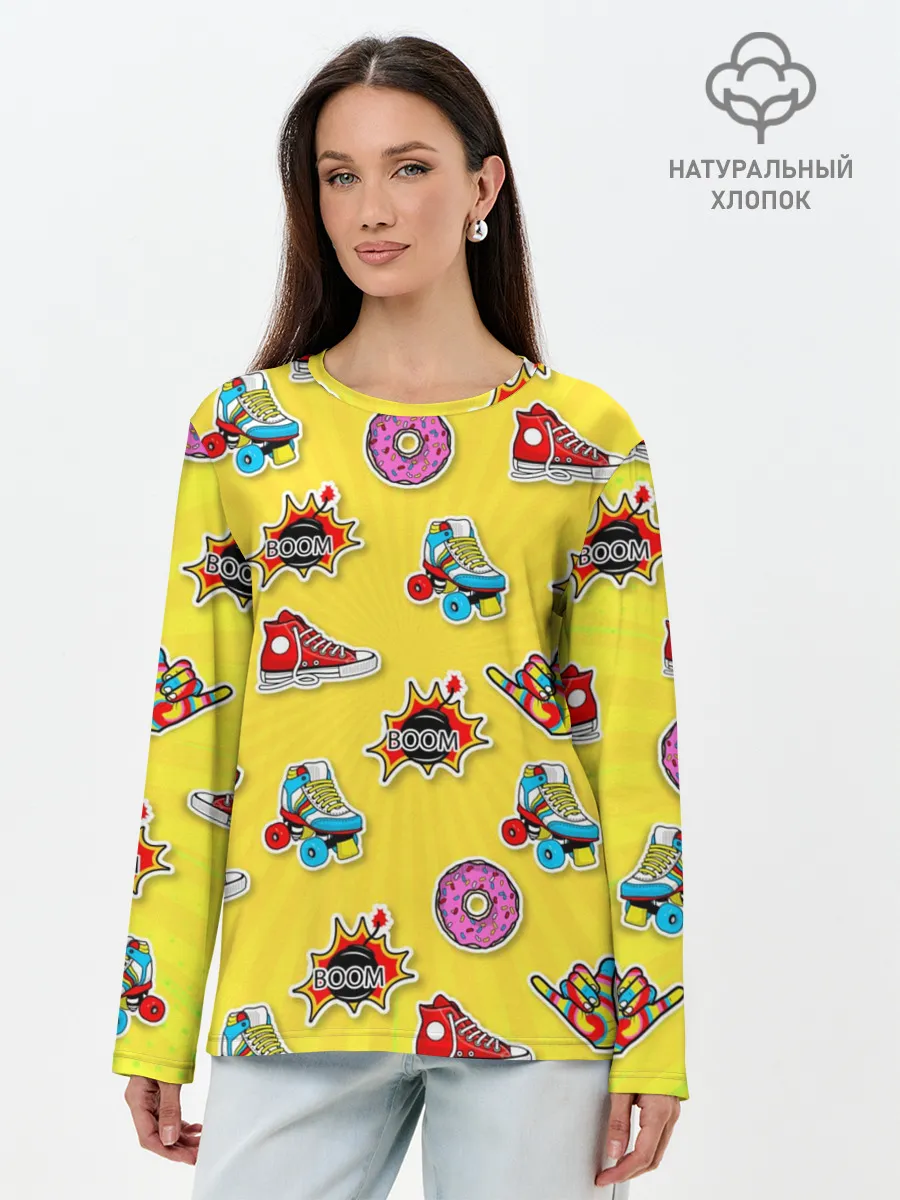 Лонгслив женский. Хлопок / Pop Art