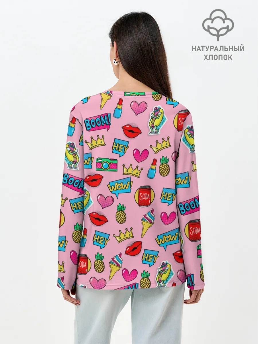 Лонгслив женский. Хлопок / Pop Art