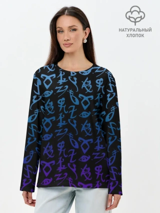 Лонгслив женский. Хлопок / Blue runes