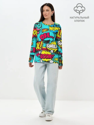 Лонгслив женский. Хлопок / Поп-арт в моде