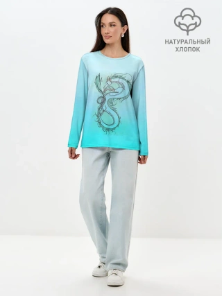 Лонгслив женский. Хлопок / Дракон-Бог Хаку