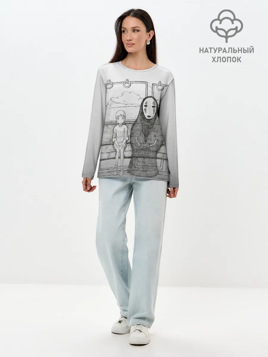 Лонгслив женский. Хлопок / Тихиро и Каонаси