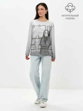 Лонгслив женский. Хлопок / Тихиро и Каонаси