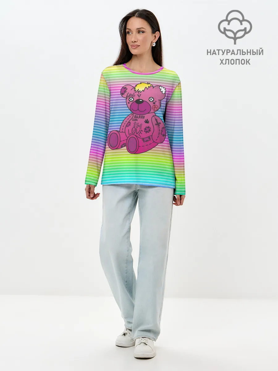 Лонгслив женский. Хлопок / Мишка Lil Peep