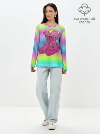 Лонгслив женский. Хлопок / Мишка Lil Peep