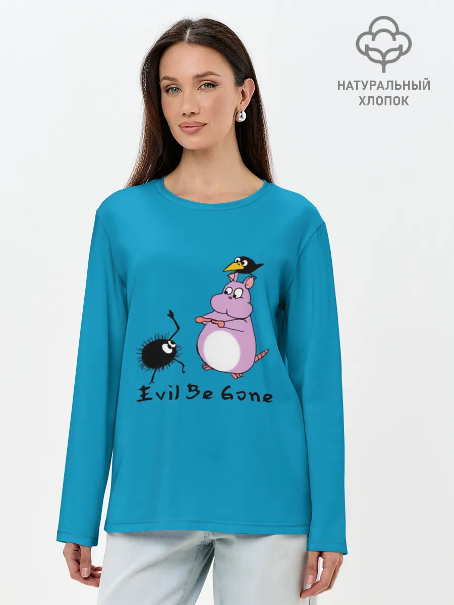 Лонгслив женский. Хлопок / Хомяк Бо ругается с духами сажи