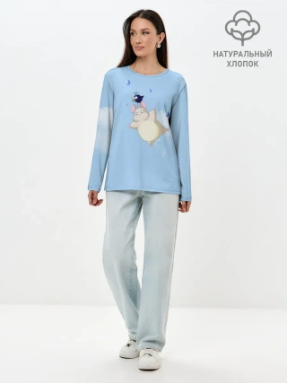 Лонгслив женский. Хлопок / Бо летает с сусуватари