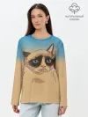 Лонгслив женский. Хлопок / Grumpy cat ART