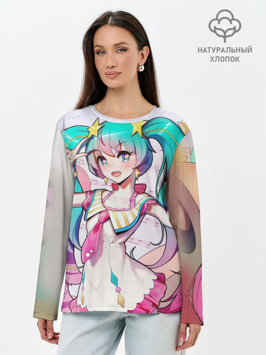 Лонгслив женский. Хлопок / Музыкальное наслаждения