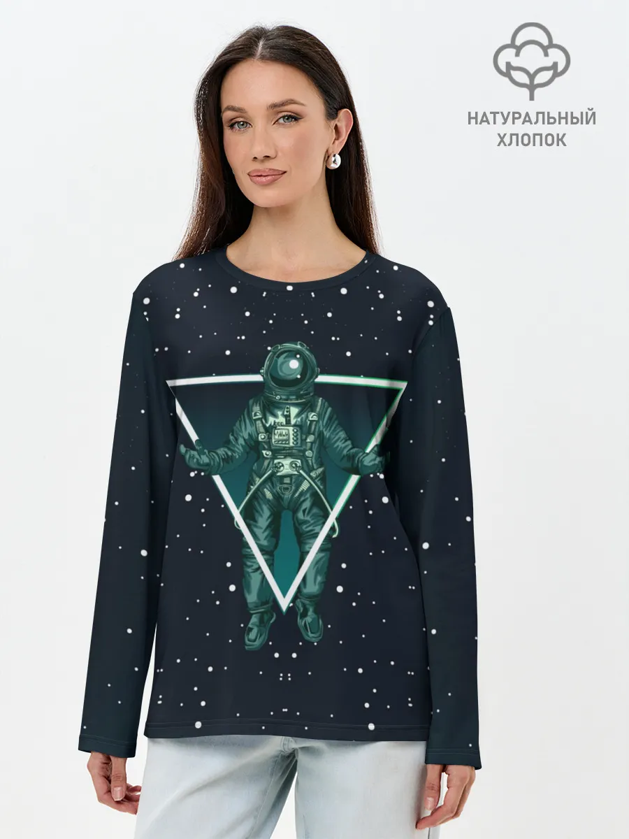 Лонгслив женский. Хлопок / Космонавт