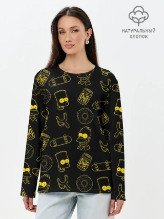 Лонгслив женский. Хлопок / Барт и Гомер