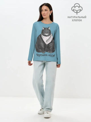 Лонгслив женский. Хлопок / Черешню неси!