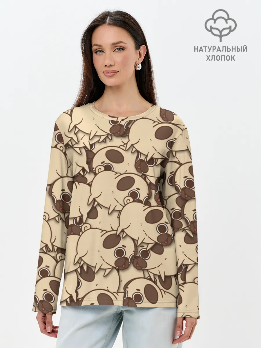 Лонгслив женский. Хлопок / мопс