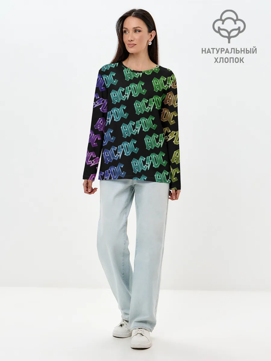 Лонгслив женский. Хлопок / AC DC. Паттерн Градиент