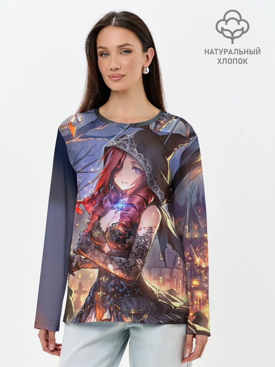 Лонгслив женский. Хлопок / Однокрылый демон Амира