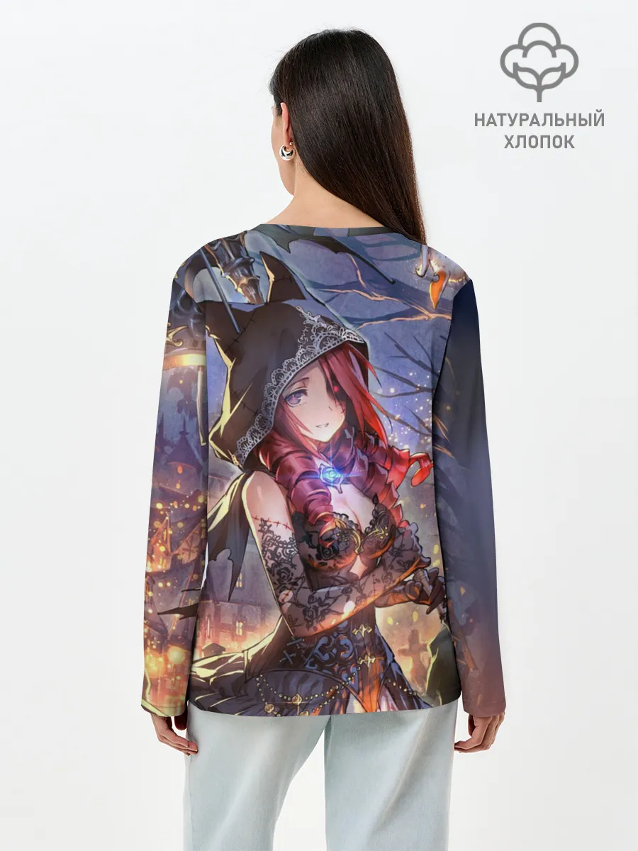 Лонгслив женский. Хлопок / Однокрылый демон Амира