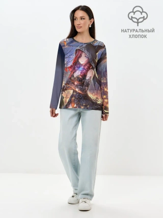 Лонгслив женский. Хлопок / Однокрылый демон Амира