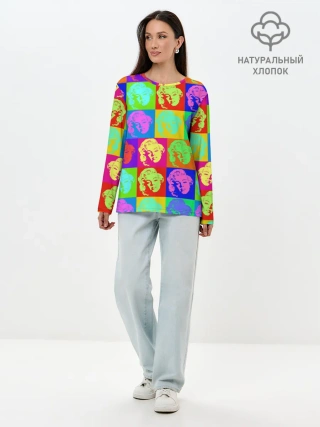 Лонгслив женский. Хлопок / pop-art Marilyn Monroe