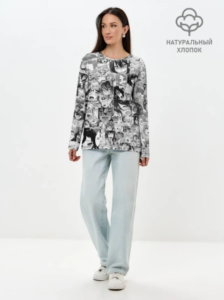 Лонгслив женский. Хлопок / АХЕГАО ЛИЦА | AHEGAO FACES