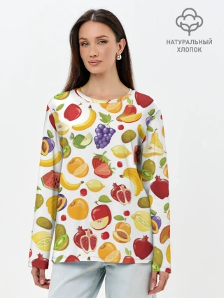 Лонгслив женский. Хлопок / Фрукты
