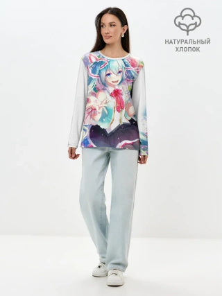 Лонгслив женский. Хлопок / Благородная Хатсуне Мику