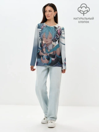 Лонгслив женский. Хлопок / Безумная Хатсуне