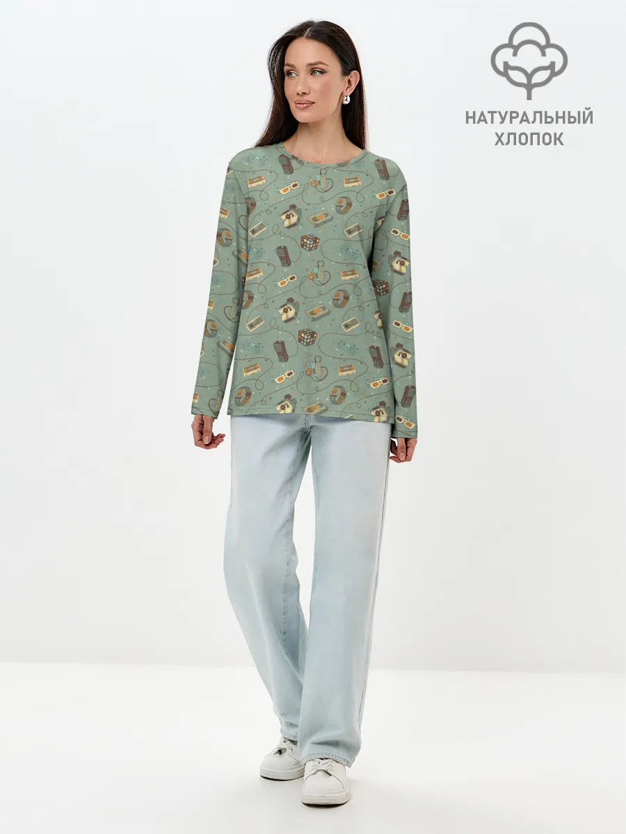 Лонгслив женский. Хлопок / Oldschool pattern