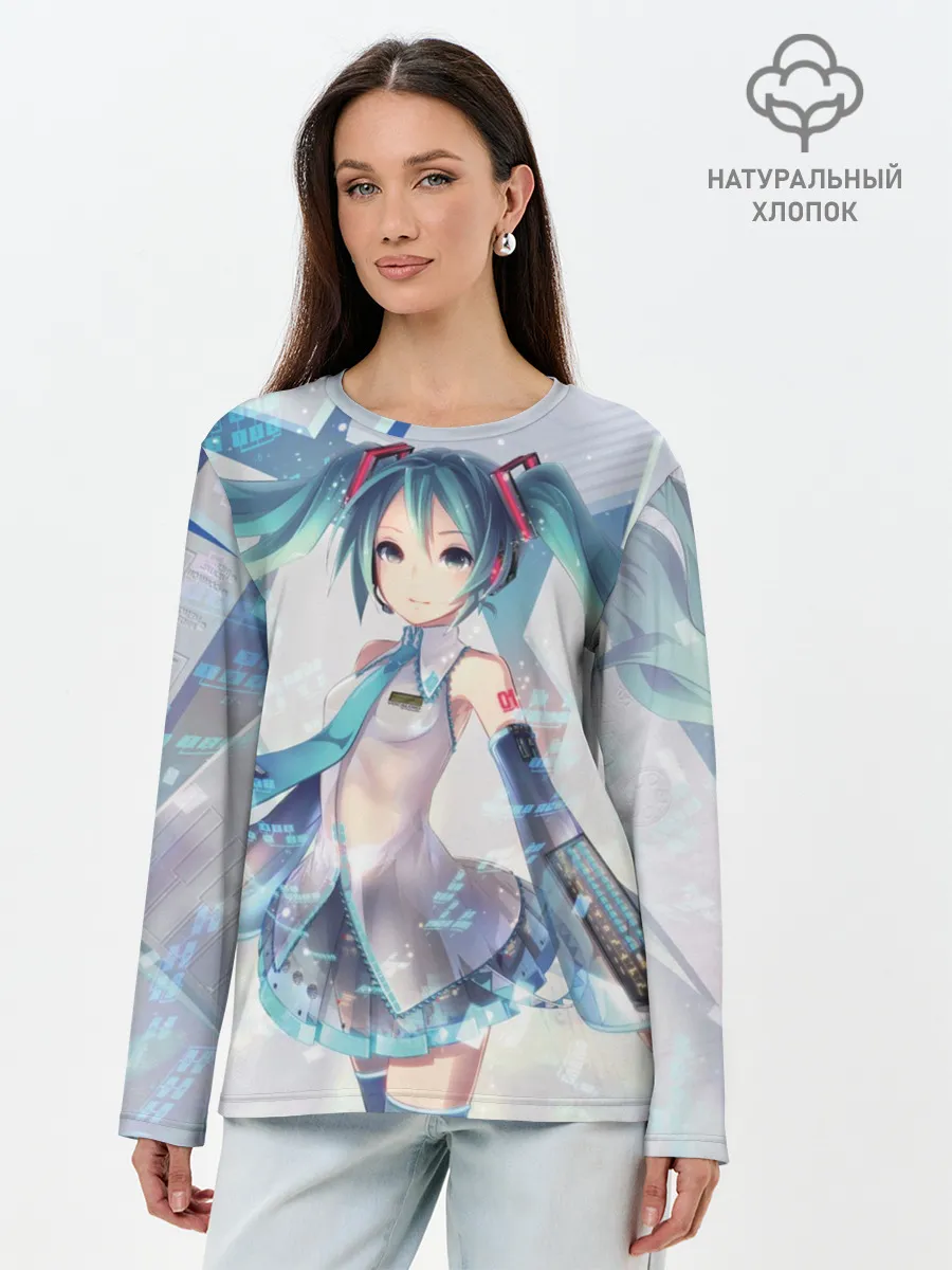 Лонгслив женский. Хлопок / Сияние Мика Хацуне