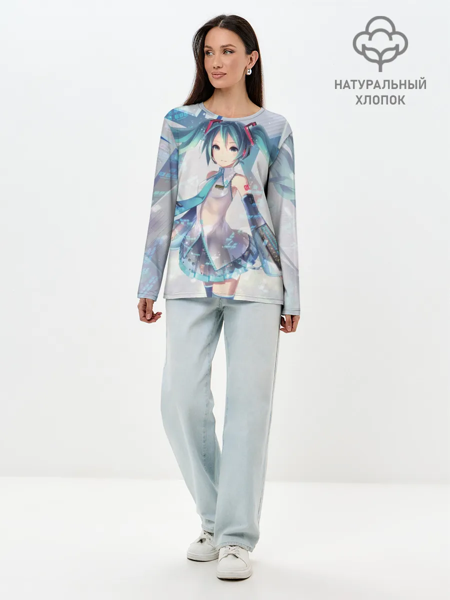 Лонгслив женский. Хлопок / Сияние Мика Хацуне