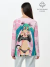 Лонгслив женский. Хлопок / Хатсуне Мику на розовом фоне