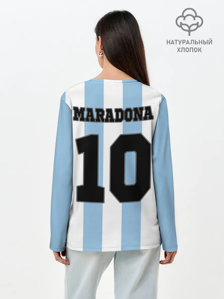 Лонгслив женский. Хлопок / Марадона Аргентина ретро