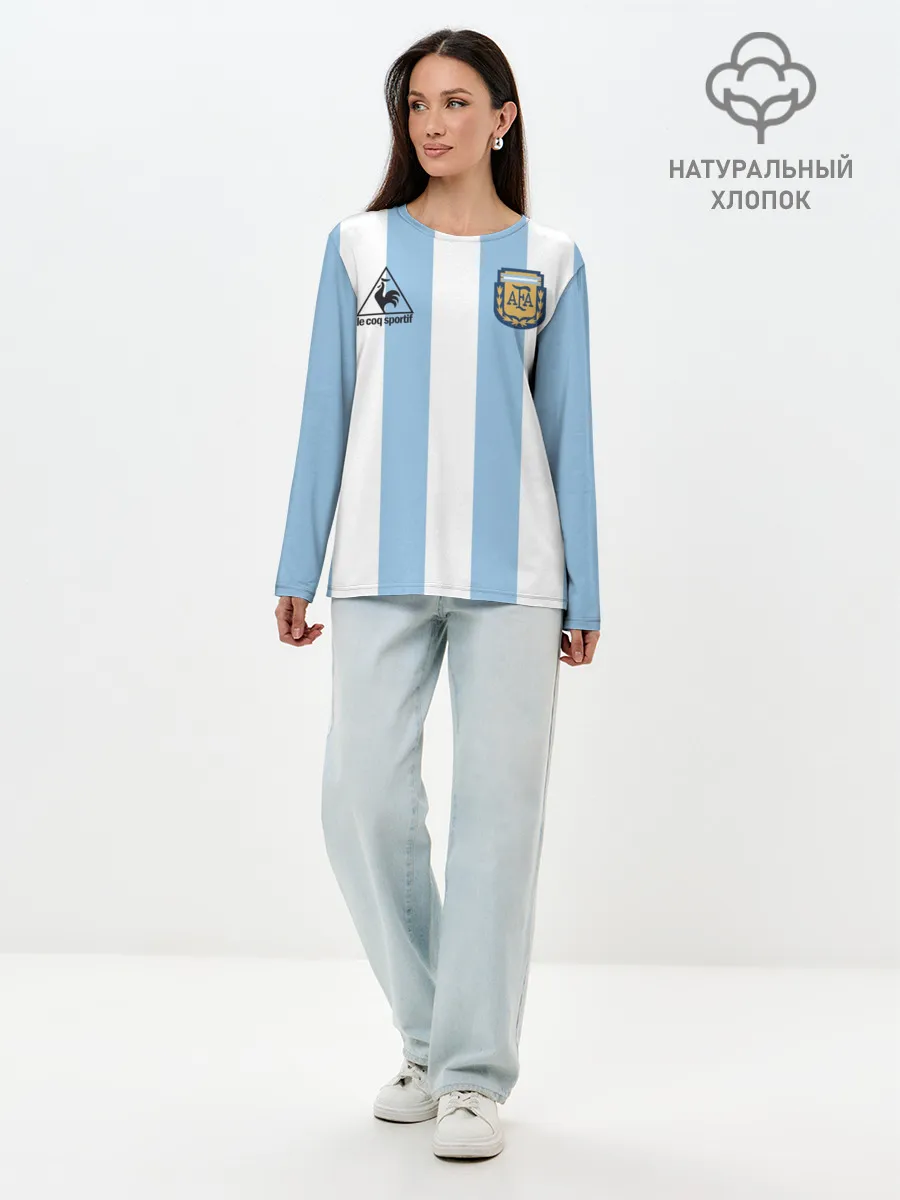 Лонгслив женский. Хлопок / Марадона Аргентина ретро