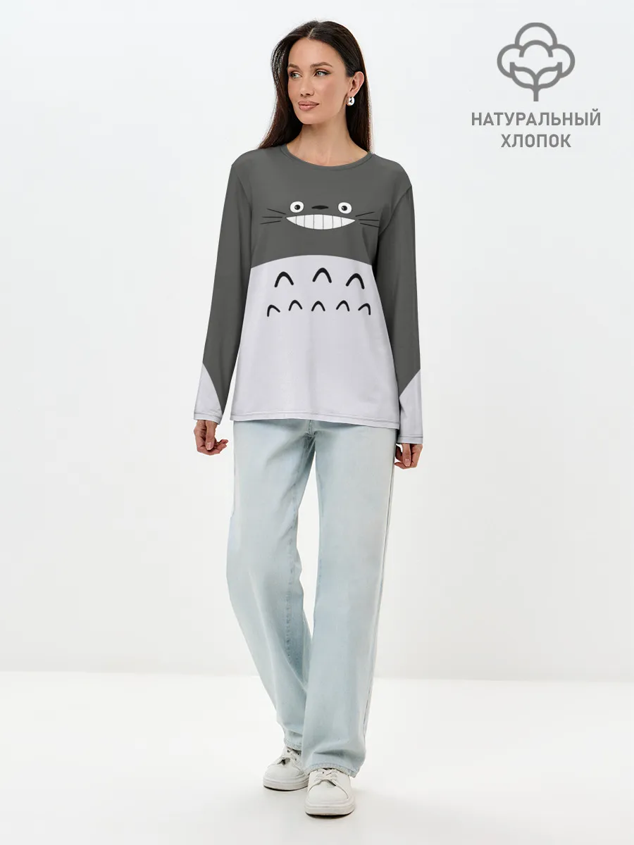 Лонгслив женский. Хлопок / Большой Тоторо