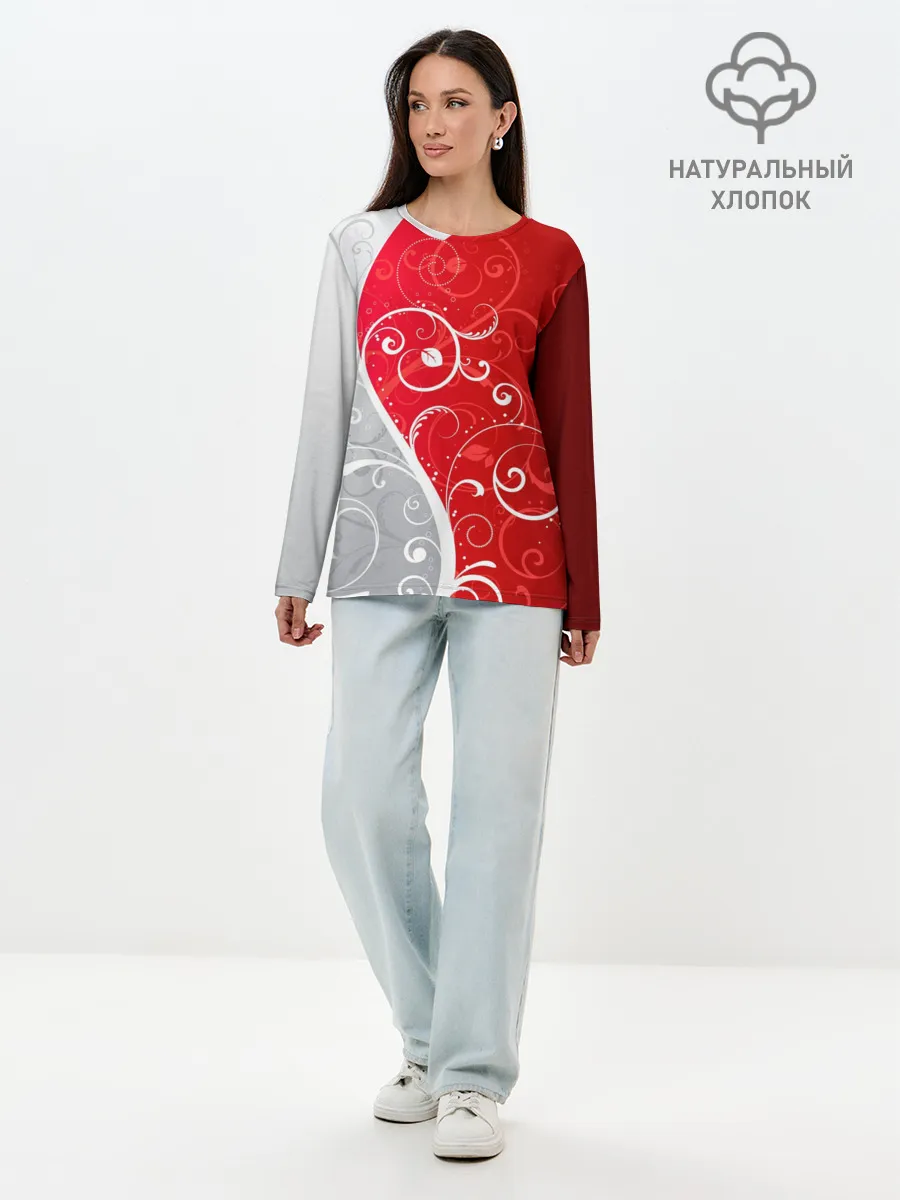 Лонгслив женский. Хлопок / КРУЖЕВО