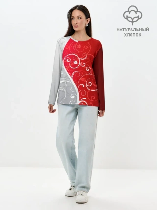 Лонгслив женский. Хлопок / КРУЖЕВО