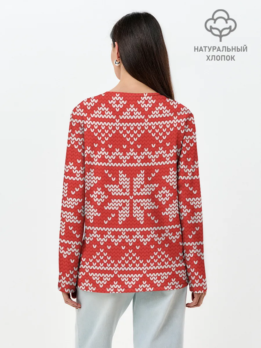 Лонгслив женский. Хлопок / Новогодний Fortnite