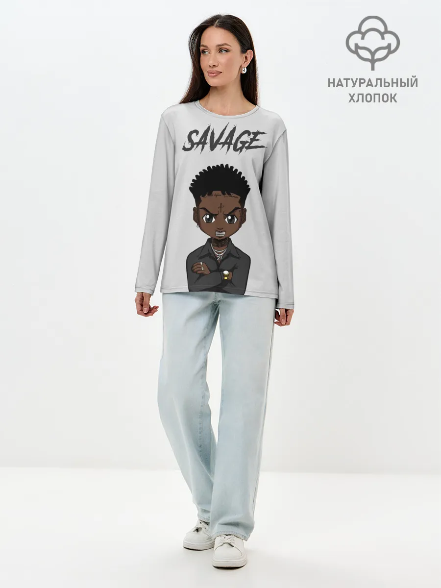 Лонгслив женский. Хлопок / 21 Savage